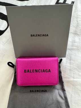Balenciaga Hot Pink Leather Card Case